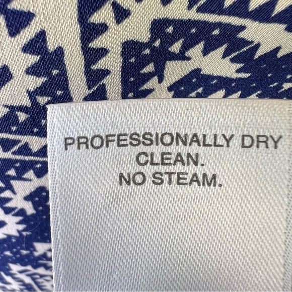 CLEARANCE CLASSIQUES ENTIER SILK TANK TOP BLOUSE BLUE CREAM AZTEC PRINT XL EUC - Picture 4 of 5